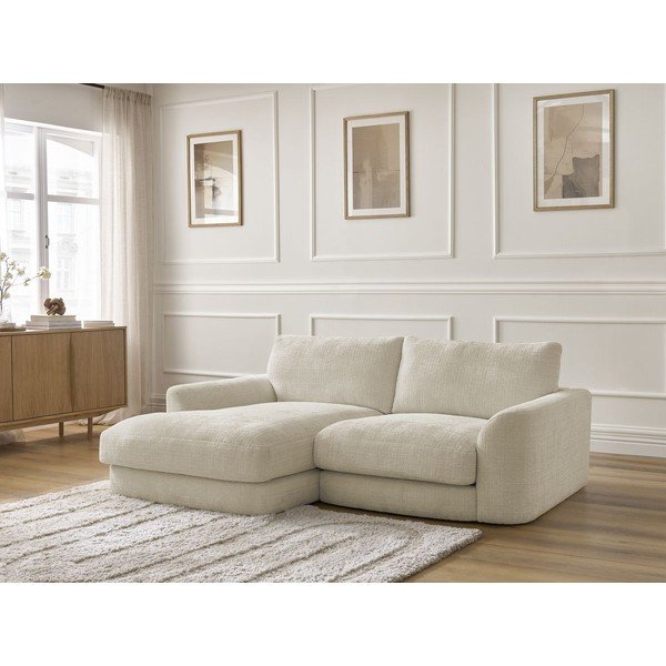 Smėlio spalvos kampinė sofa iš šenilinio audinio (su kairiuoju kampu/su gultu) Leonore – Bobochic Paris-image-4