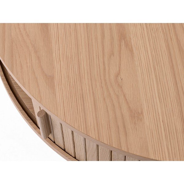 Šviesios natūralios spalvos apvalios formos kavos staliukas iš ąžuolo ø 85 cm Meta – Unique Furniture-image-4