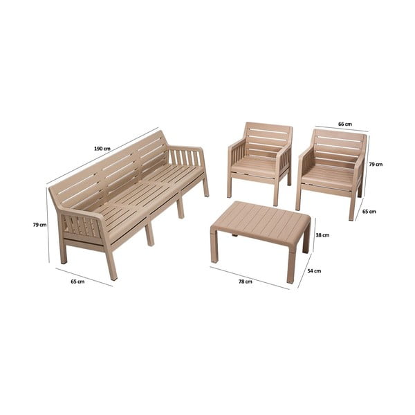 Sodo poilsio baldų komplektas smėlio spalvos 5 žmonėms Lara – Floriane Garden-image-2