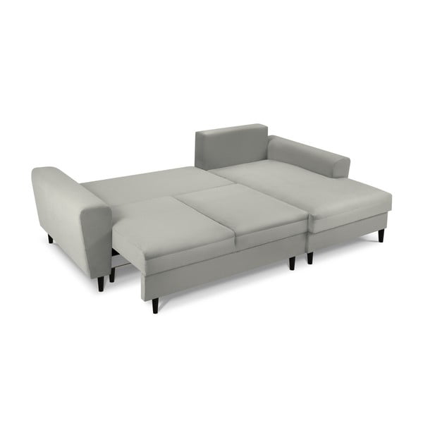 Šviesiai pilkos spalvos iš kordinio velveto sulankstoma/su sandėliavimo vieta kampinė sofa (su dešiniuoju kampu/su gultu) Kyoto – Cosmopolitan Design-image-2