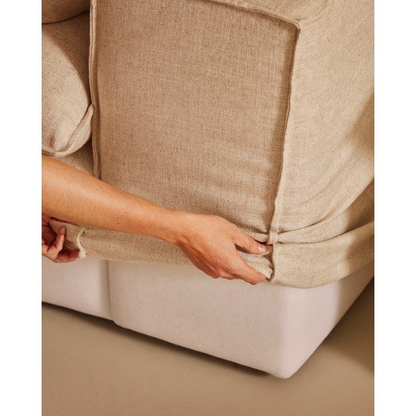 Smėlio spalvos iš lino sofa 280 cm Anarela – Kave Home-image-4