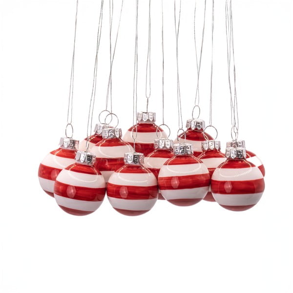 Iš stiklo rankų darbo Kalėdiniai žaisliukai rinkinyje 12 vnt. ø 3 cm Bauble Stripe – Sass & Belle