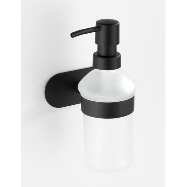 Sieninis muilo dozatorius su matinės juodos spalvos nerūdijančio plieno laikikliu Wenko Orea Turbo-Loc®-image-1