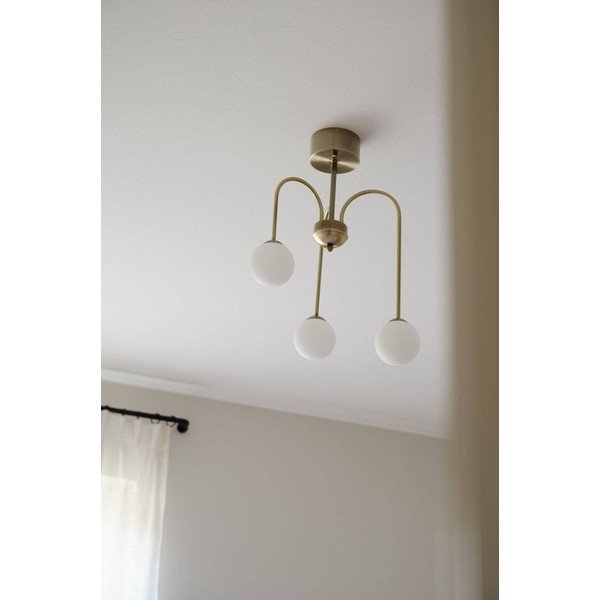 Baltos spalvos/žalvario spalvos lubinis šviestuvas iš opalinio stiklo su pritemdymo funkcija ø 42 cm Marne – Jotex-image-2