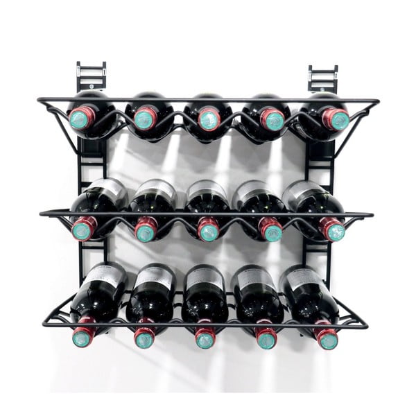 Juodas sieninis laikiklis 15 vyno butelių Compactor Walltech