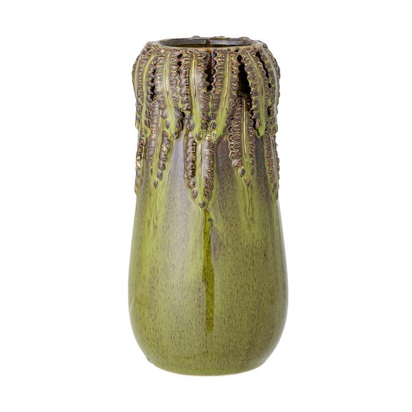 Žalios spalvos stiklo vaza Bloomingville Eloi, aukštis 21 cm