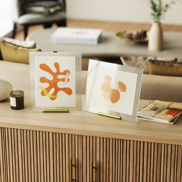 Iš stiklo pastatomas rėmas auksinės spalvos 26x30,5 cm Flute – Umbra-image-1