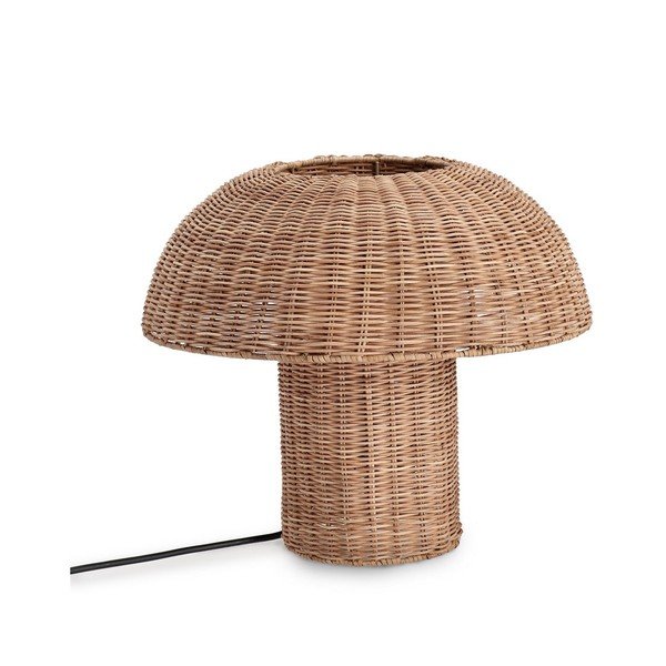 Natūralios spalvos iš rotango stalinis šviestuvas LED (aukštis 40 cm) su rotango gaubtu Irele – Bizzotto