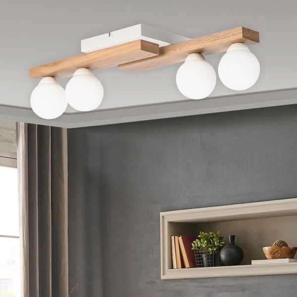 Lubinis šviestuvas baltos spalvos/natūralios spalvos ø 12 cm su stiklo gaubtu Cortina – LAMKUR-image-1