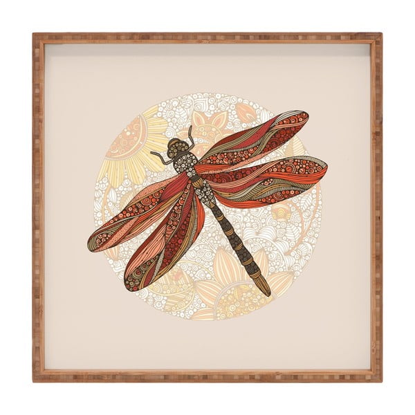 Medinis dekoratyvinis serviravimo padėklas "Dragonfly", 40 x 40 cm