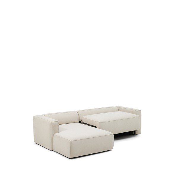 Smėlio spalvos sulankstoma kampinė sofa iš šenilinio audinio (su kairiuoju kampu/su gultu) Marela – Kave Home-image-4