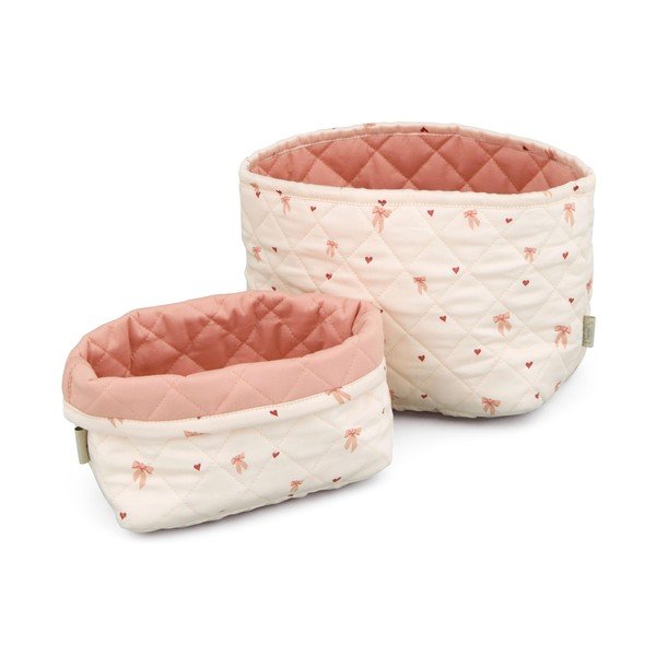 Rožinės spalvos/kreminės spalvos iš tekstilės vaikiški krepšiai 2 vnt. ø 24x17 cm Bows – Cam Cam Copenhagen
