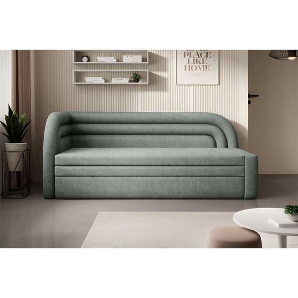 Žalios spalvos iš šenilinio audinio sulankstoma/su sandėliavimo vieta sofa su kairiuoju kampu 223 cm Fabillo – ELTAP-image-1
