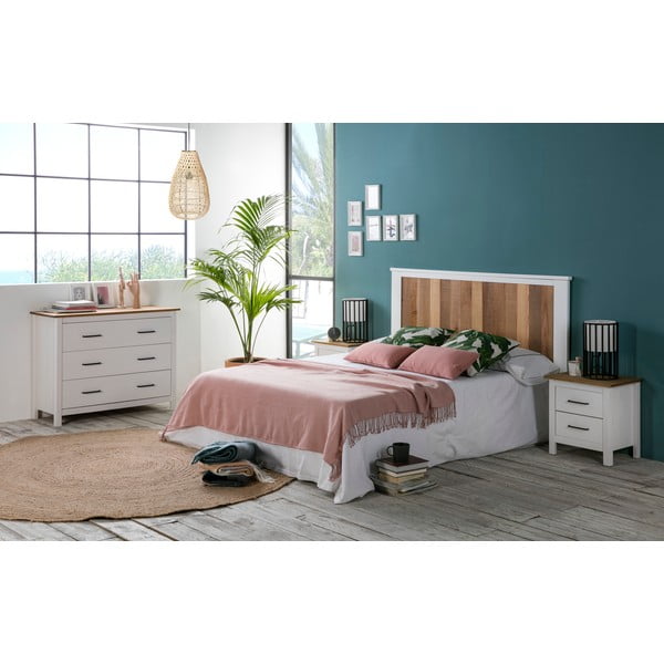 Iš pušies masyvo žema šoninė spintelė baltos spalvos 100x80 cm Miranda – Marckeric-image-1