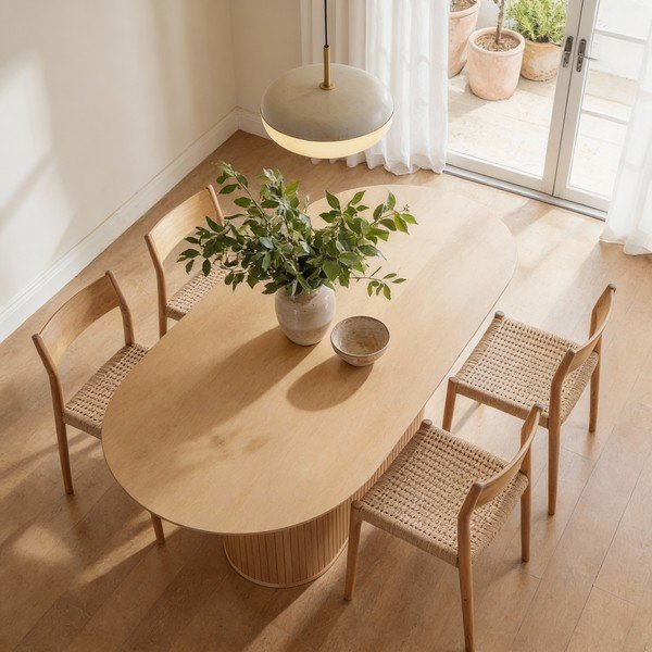 Valgomojo stalas su ąžuolo dekoro stalviršiu 95x180 cm Nola – Unique Furniture-image-3