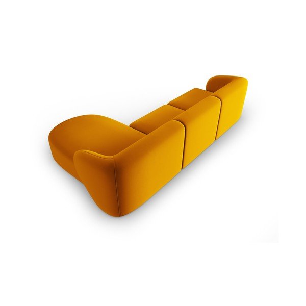 Garstyčių spalvos iš velveto kampinė sofa (su dešiniuoju kampu/su gultu) Paolo – Milo Casa-image-3