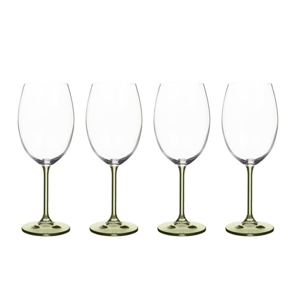 4 vyno taurių rinkinys iš žalio krištolo stiklo "Bitz Fluidum", 450 ml