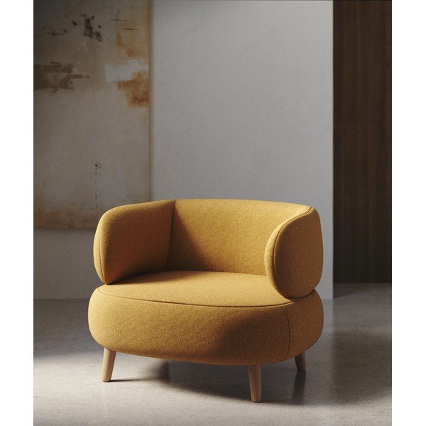 Garstyčių spalvos krėslas iš boucle Luisa – Kave Home-image-1