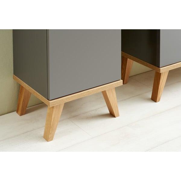 Pilkos spalvos žema vonios daiktadėžė iš ąžuolo 35,5x89,5 cm Quickset 924 – Pelipal-image-4