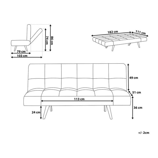 Šviesiai pilka sofa-lova "Monobeli Nancy-image-2
