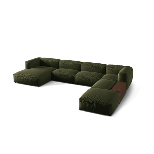 Modulinė kampinė sofa žalios spalvos (su dešiniuoju kampu/„U“ formos) Martina – Micadoni Home-image-2