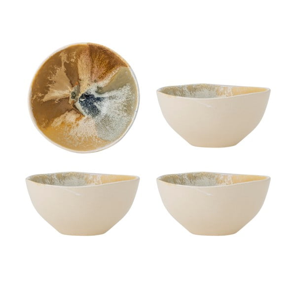 Kreminės spalvos iš akmens masės maži dubenys 4 vnt. 525 ml Lacey – Bloomingville