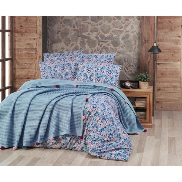 Šviesiai mėlyna medvilninė patalynė dvivietei lovai 200x240 cm  - Mila Home