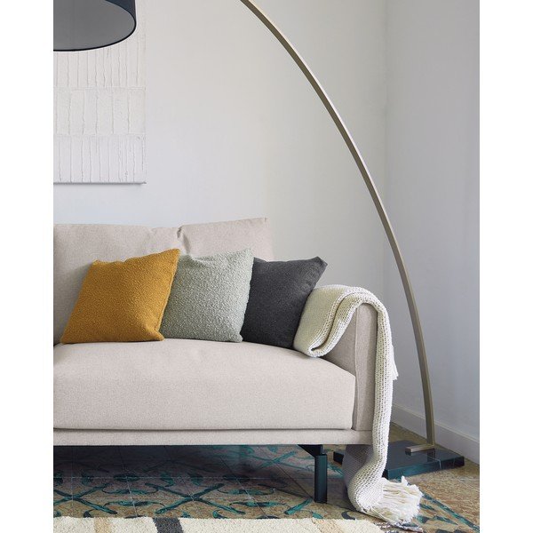 Pastatomas šviestuvas juodos spalvos/auksinės spalvos (aukštis 210 cm) su tekstiliniu gaubtu Juhe – Kave Home-image-4