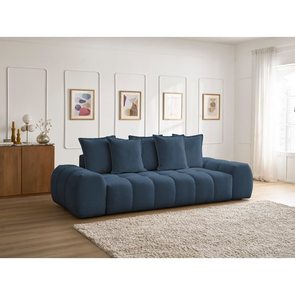 Tamsiai mėlynos spalvos iš šenilinio audinio sofa 278 cm Everest – Bobochic Paris-image-1