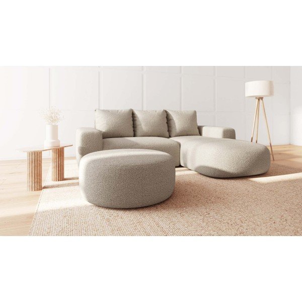 Pufas smėlio spalvos iš boucle Feiro – MESONICA-image-1