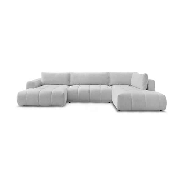 Šviesiai pilkos spalvos sulankstoma/su sandėliavimo vieta kampinė sofa (su dešiniuoju kampu/„U“ formos) Fuji – Bobochic Paris