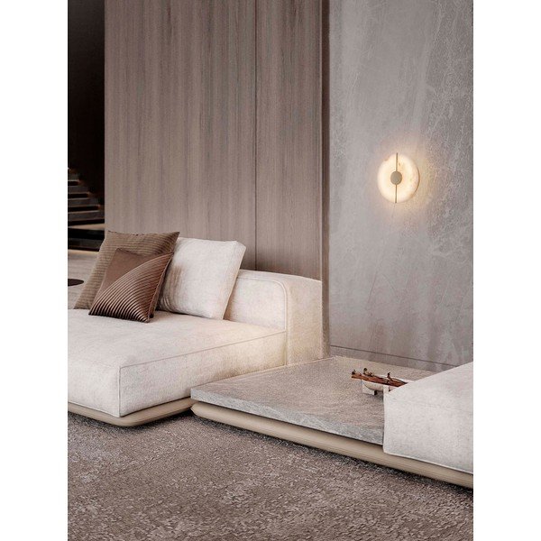 Kreminės spalvos/žalvario spalvos sieninė lempa LED su akmens dekoru Aider – Nova Luce-image-1