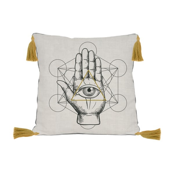Dvipusis lininis pagalvės užvalkalas Madre Selva Symbolic Hand, 45 x 45 cm