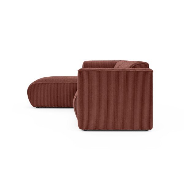 Terakotos spalvos kampinė sofa iš kordinio velveto (su kairiuoju kampu/su gultu) Merid  – Ropez-image-3