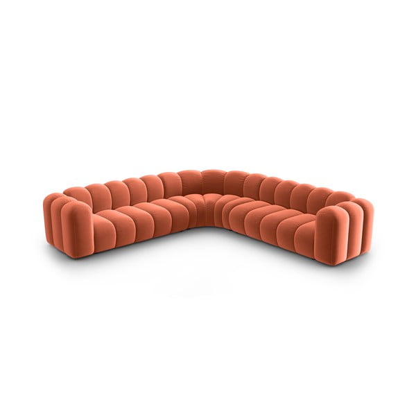 Rožinės spalvos iš velveto modulinė kampinė sofa Lupine – Micadoni 