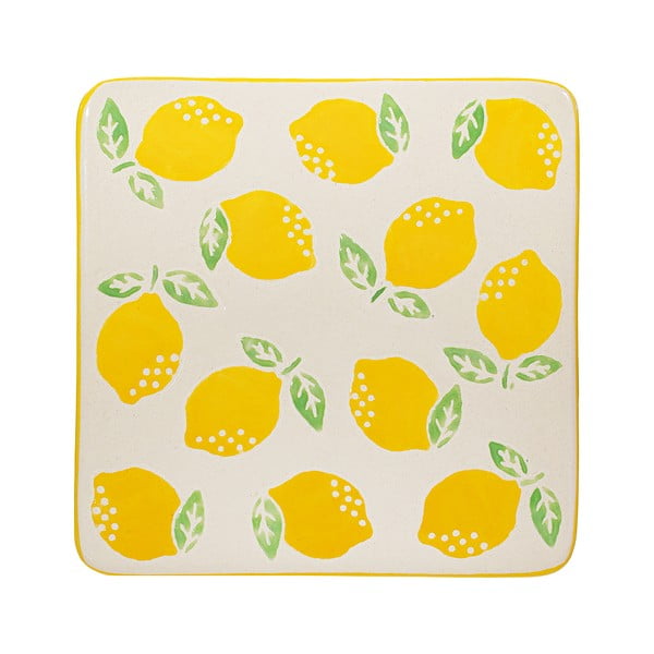Iš keramikos padėkliukai geltonos spalvos/baltos spalvos 4 vnt. Lemon – Sass & Belle