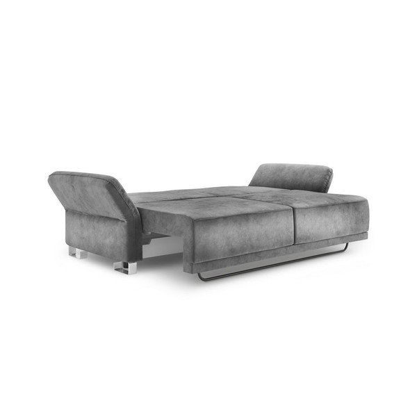 Pilka trijų vietų sofa-lova su aksomo apmušalais "Windsor & Co Sofos Pyxis-image-3
