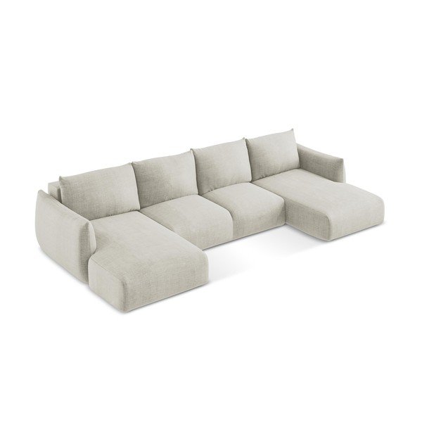 Smėlio spalvos sulankstoma kampinė sofa („U“ formos) Leila – Makamii-image-4