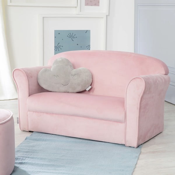 Vaikiška sofa šviesiai rožinės spalvos iš velveto 78 cm Lil Sofa – Roba-image-1