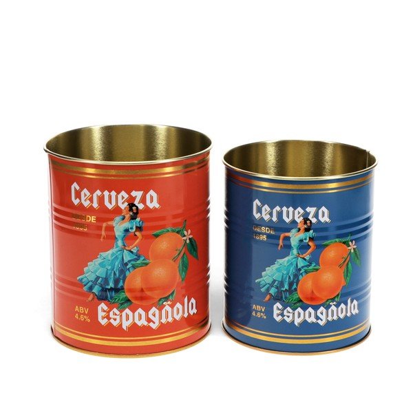 Dekoratyvinės iš skardos daiktadėžės 2 vnt. ø 11x13 cm Cerveza Española – Rex London