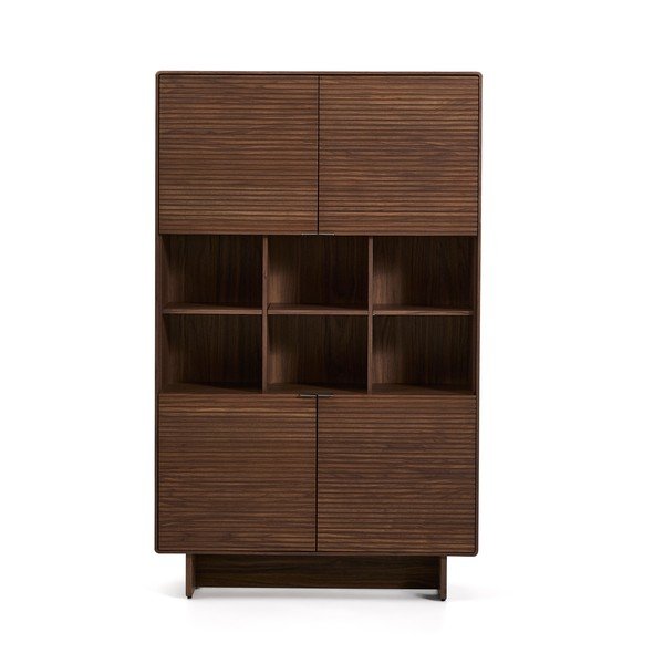 Tamsiai rudos spalvos spintelė iš riešutmedžio 100x163x40 cm Norlen – Kave Home