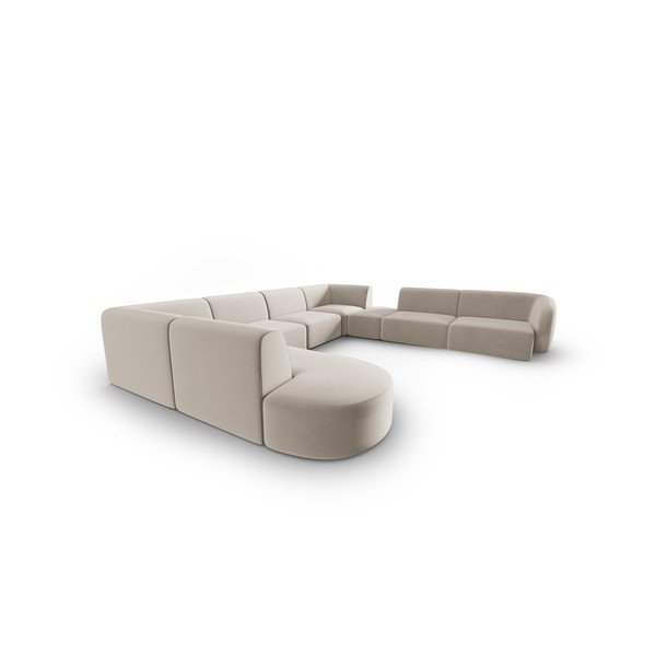 Smėlio spalvos iš velveto kampinė sofa (su dešiniuoju kampu/„U“ formos) Paolo – Milo Casa-image-2
