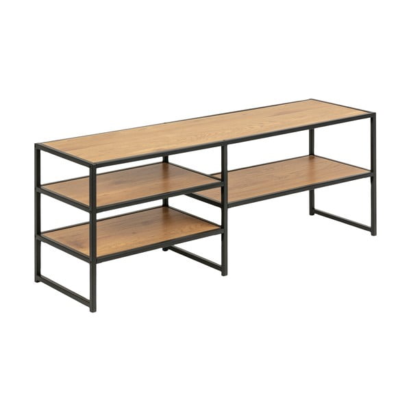 TV spintelė juodos spalvos/natūralios spalvos iš ąžuolo 120x46 cm Seaford – Actona-image-3