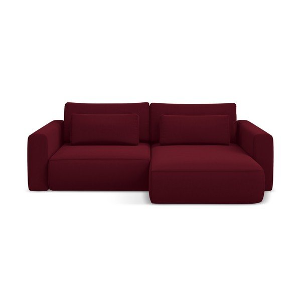 Bordo spalvos iš velveto sulankstoma/su sandėliavimo vieta kampinė sofa (su dešiniuoju kampu/su gultu) Kapua – Makamii
