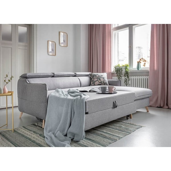Sulankstoma kampinė sofa šviesiai pilkos spalvos (su dešiniuoju kampu) Sweet Harmony – Miuform-image-3