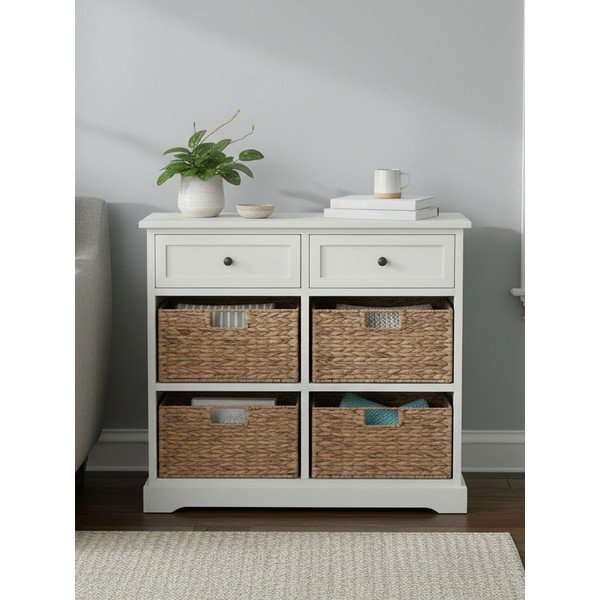 Dramblio kaulo spalvos iš paulovnijos masyvo šoninė spintelė 76x70x33 cm Vermont – Premier Housewares-image-2