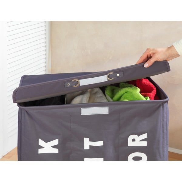 Pilkas trigubas skalbinių krepšys Wenko Trivo, 117,6 l-image-2