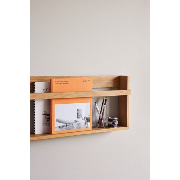 Natūralios spalvos iš ąžuolo masyvo kelių aukštų/paveikslėliams sieninė lentyna 110 cm Display – Hübsch-image-1