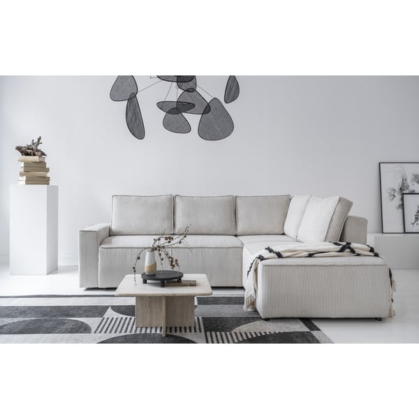 Iš kordinio velveto sulankstoma kampinė sofa baltos spalvos (su dešiniuoju kampu) Brave Dave – Miuform-image-1
