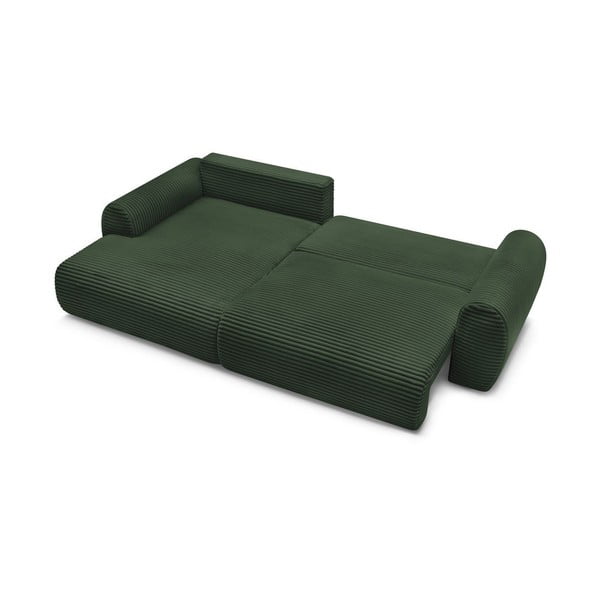 Iš kordinio velveto sulankstoma kampinė sofa tamsiai žalios spalvos (su kairiuoju kampu) Lucien – Bobochic Paris-image-4